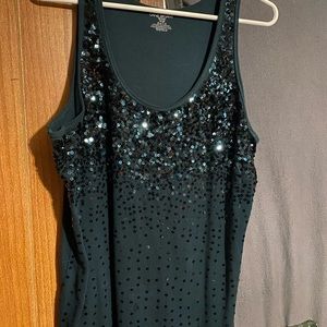 Lane Bryant Dressy Tank top-green sequins 18/20